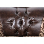SM6416 2 pc Quirino light brown dark brown traditional sofa and love seat set with carved wood accents