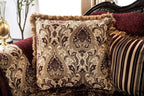 SM6433  Sofa 0nly Matteo burgundy chenille dark walnut wood trim traditional sofa