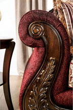 SM6433  Sofa 0nly Matteo burgundy chenille dark walnut wood trim traditional sofa