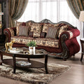 SM6433  Sofa 0nly Matteo burgundy chenille dark walnut wood trim traditional sofa