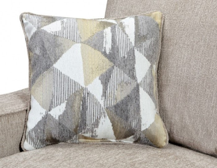 SM7331 2 pc West acton beige chenille fabric sofa and love seat set wide track arms