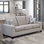SM7331 2 pc West acton beige chenille fabric sofa and love seat set wide track arms