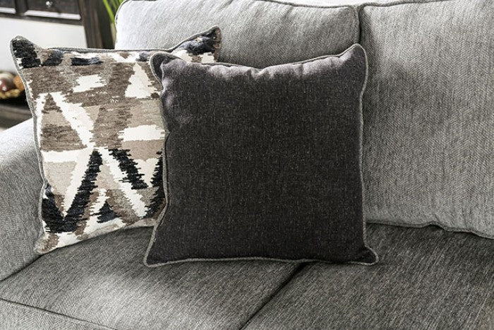 SM7750 2 pc Rosdorf park delgada graphite chenille fabric sofa and love seat set rounded arms