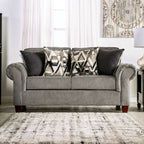 SM7750 2 pc Rosdorf park delgada graphite chenille fabric sofa and love seat set rounded arms
