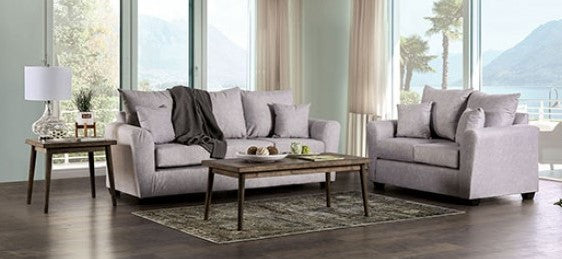 SM7755 2 pc Rosdorf park croydon light gray fabric flared arms sofa and love seat set