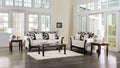 SM7756 2 pc Cassani light gray chenille fabric walnut wood trim traditional sofa and love seat set