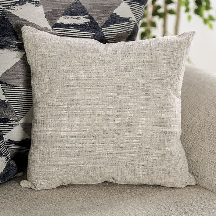 SM7756 2 pc Cassani light gray chenille fabric walnut wood trim traditional sofa and love seat set