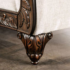 SM7756 2 pc Cassani light gray chenille fabric walnut wood trim traditional sofa and love seat set