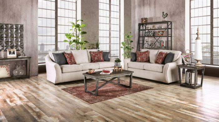 SM8003 2 pc Jarrow ivory linen like fabric sofa and love seat set