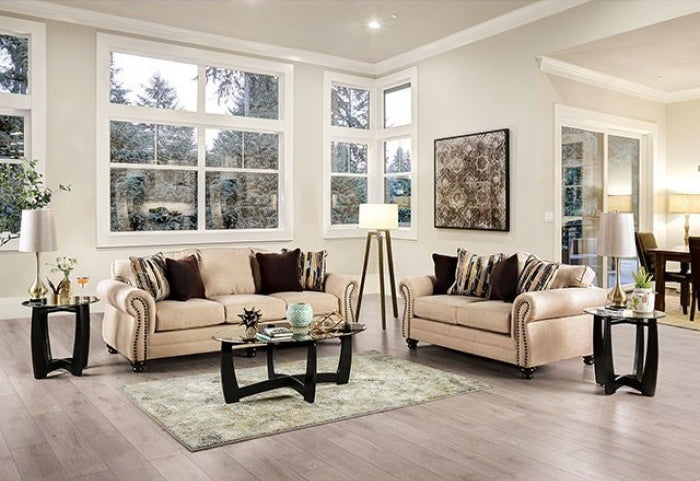SM8008 2 pc Rosdorf park myra kailyn sand chenille fabric sofa and love seat set