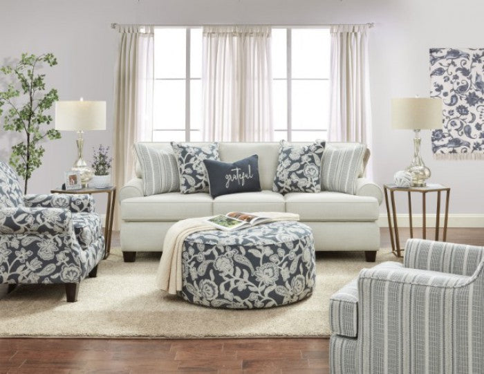 SM8190 2 pc Canora grey porthcawl ivory chenille fabric sofa and love seat set