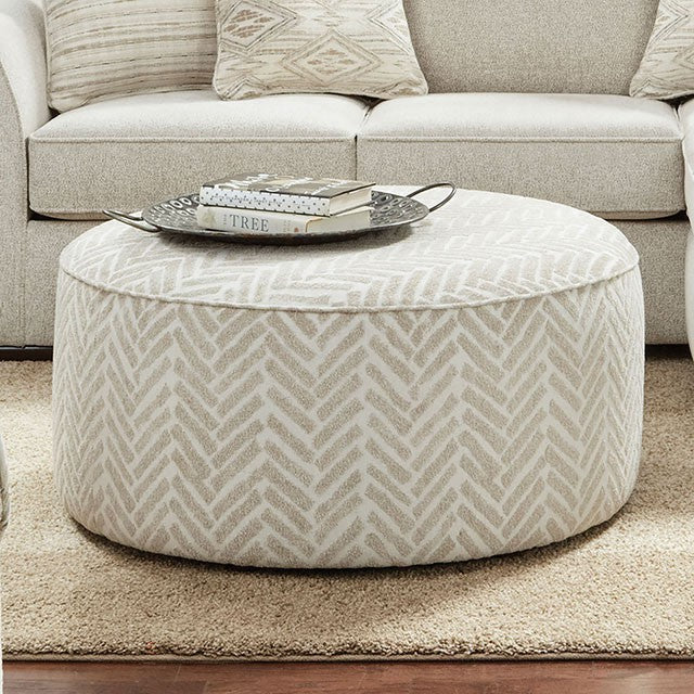 SM8192-OT Canora grey saltney ivory chenille patterned fabric round ...