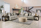 SM8193 2 pc A&J homes studio stephney grey linen like fabric sofa and love seat set sloped arms