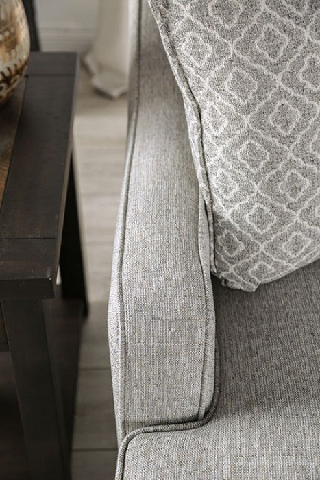 SM8193 2 pc A&J homes studio stephney grey linen like fabric sofa and love seat set sloped arms