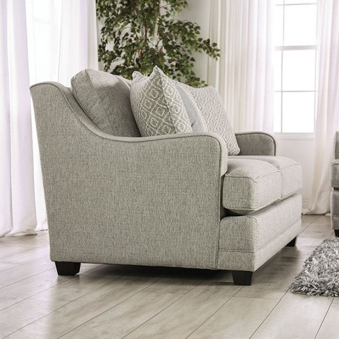 SM8193 2 pc A&J homes studio stephney grey linen like fabric sofa and love seat set sloped arms