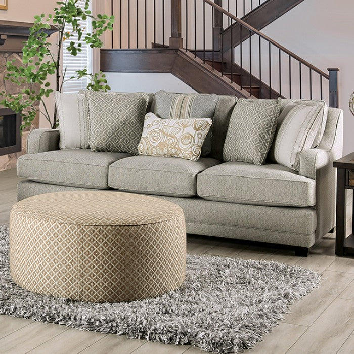 SM8193 2 pc A&J homes studio stephney grey linen like fabric sofa and love seat set sloped arms