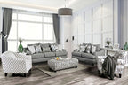 SM8330 2 pc Charlton home verne bluish grey linene like fabric sofa and love seat set