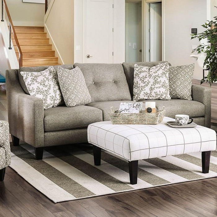 SM8564 2 pc parker light gray burlap weave premium fabric contemporary style sofa and love seat set
