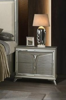 Casa Blanca Sunset Champagne Gold Wood Finish Fabric Headboard LED Lighting Queen Bedroom Set – Sunset-4PC