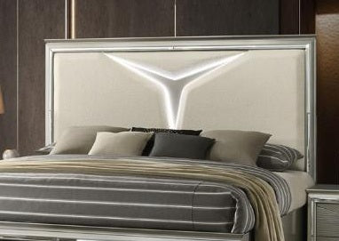 Casa Blanca Sunset Champagne Gold Wood Finish Fabric Headboard LED Lighting Queen Bedroom Set – Sunset-4PC