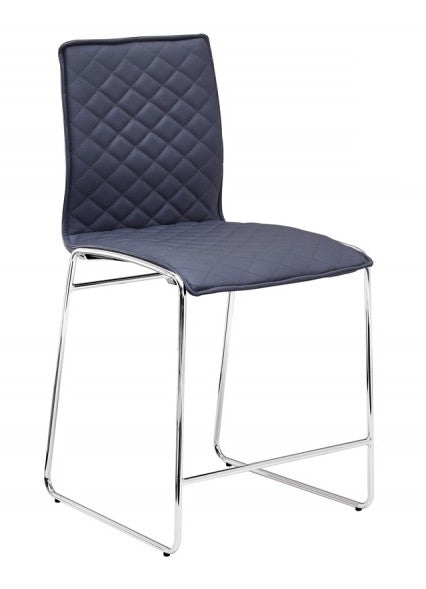 Best Master T07-GYBC  Set of 2 Duncan grey faux leather diamond pattern fabric mid-century modern bar chairs chrome legs
