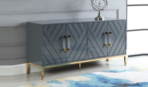 Best Master T1942GY Everly quinn schade grey high gloss finish wood and gold metal accents sideboard server cabinet