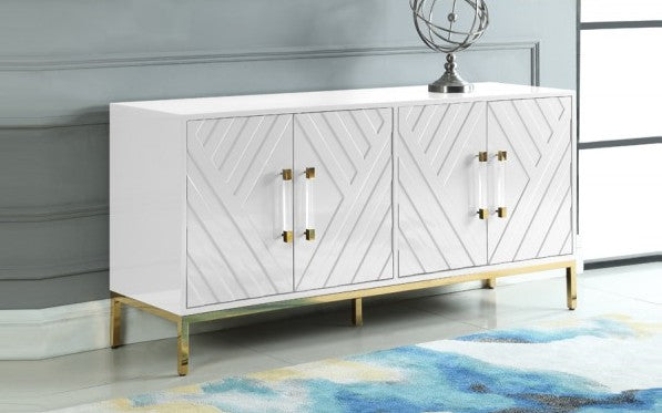 Best Master T1942WH Everly quinn schade white high gloss finish wood and gold metal accents sideboard server cabinet