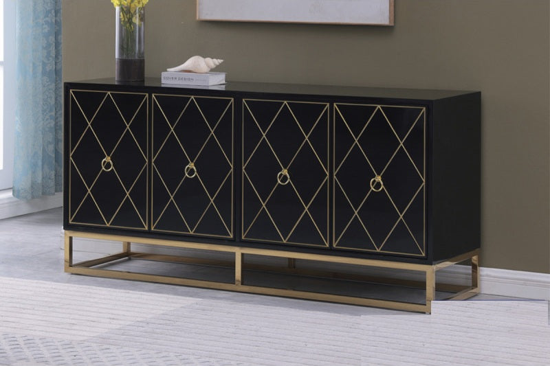 Best Master T1943BK Everly quinn schaible black high gloss finish wood and gold metal accents sideboard server cabinet