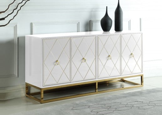 Best Master T1943WH Everly quinn schaible white high gloss finish wood and gold metal accents sideboard server cabinet