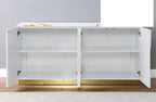 Best Master T1945WH Everly quinn wantaugh white with gold high gloss finish wood sideboard server cabinet