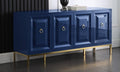 Best Master T1949NV Everly quinn wampler navy blue high gloss finish wood and gold metal accents sideboard server cabinet