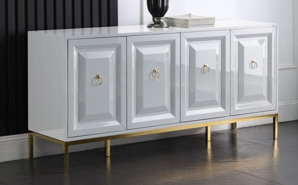 Best Master T1949WH Everly quinn wampler white high gloss finish wood and gold metal accents sideboard server cabinet
