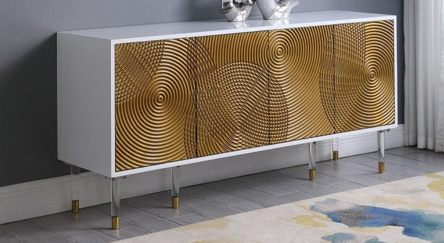Best Master T1952 Everly quinn youngquist white with gold high gloss finish wood sideboard server cabinet