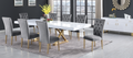 Best master T1953-GY-7PC 7 pc Broadway white high gloss finish 104" gold metal accents modern dining table set