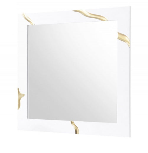 Best Master T2033 5 pc Marlin high gloss white finish wood with gold vein accents modern style queen bed set