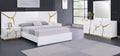 Best Master T2033 5 pc Marlin high gloss white finish wood with gold vein accents modern style queen bed set