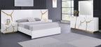 Best Master T2033 5 pc Marlin high gloss white finish wood with gold vein accents modern style queen bed set