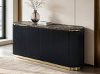 Best Master Black and Gold Faux Marble Top Sideboard Server Cabinet – T4000