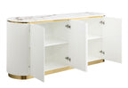 Best Master White and Gold Faux Marble Top Sideboard Server Cabinet – T5000
