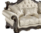 Best Master Regal Royal 2-Piece Dark Fabric & Dark Wood Traditional Sofa & Love Seat Set – TLR03-2PC