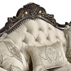 Best Master Regal Royal 2-Piece Dark Fabric & Dark Wood Traditional Sofa & Love Seat Set – TLR03-2PC