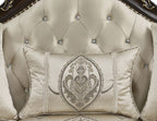 Best Master Regal Royal 2-Piece Dark Fabric & Dark Wood Traditional Sofa & Love Seat Set – TLR03-2PC