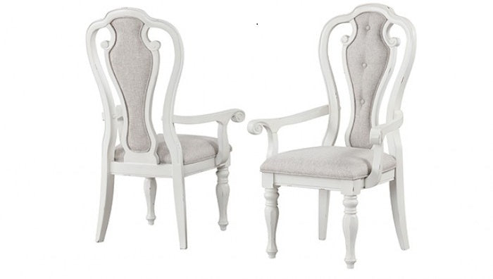 TM3050WH-7PC 7 pc August grove rustic antique white finish wood dining table set