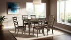 TM3103-7PC 7 pc Darby home co Adia rustic brown finish wood faux marble top dining table set