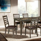 TM3103-7PC 7 pc Darby home co Adia rustic brown finish wood faux marble top dining table set