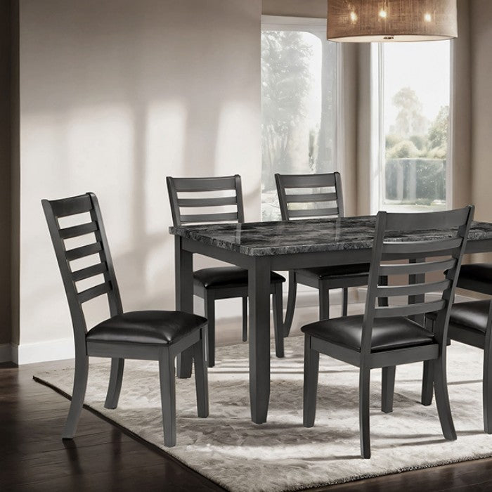 TM3110-7PC 7 pc Darby home co Adia dark grey finish wood faux marble top dining table set