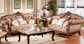 Best master MC1428-2PC 2 pc Royal princess traditional style dark tone fabric dark finish wood Sofa and Love seat set