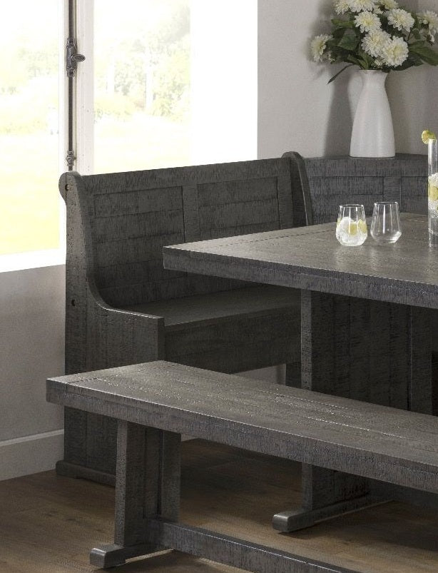 VH-1890 5 pc grey distressed finish wood solid pine breakfast nook table and benches caroleen loon peak
