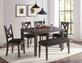 VH-365-6PC 6 pc Chandler grey finish wood dining table set grey fabric seating