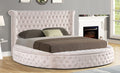Best Master YY138-BG Willa arlo interiors loden II beige velvet fabric tufted round queen bed set with storage